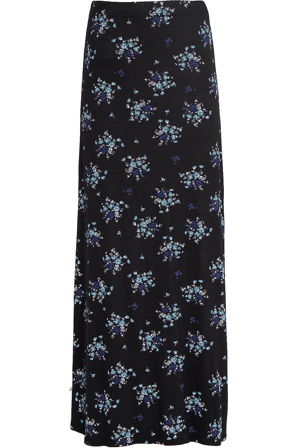 Plus Size Teal Floral Print Maxi Skirt Skirt WearAll Teal Floral 14