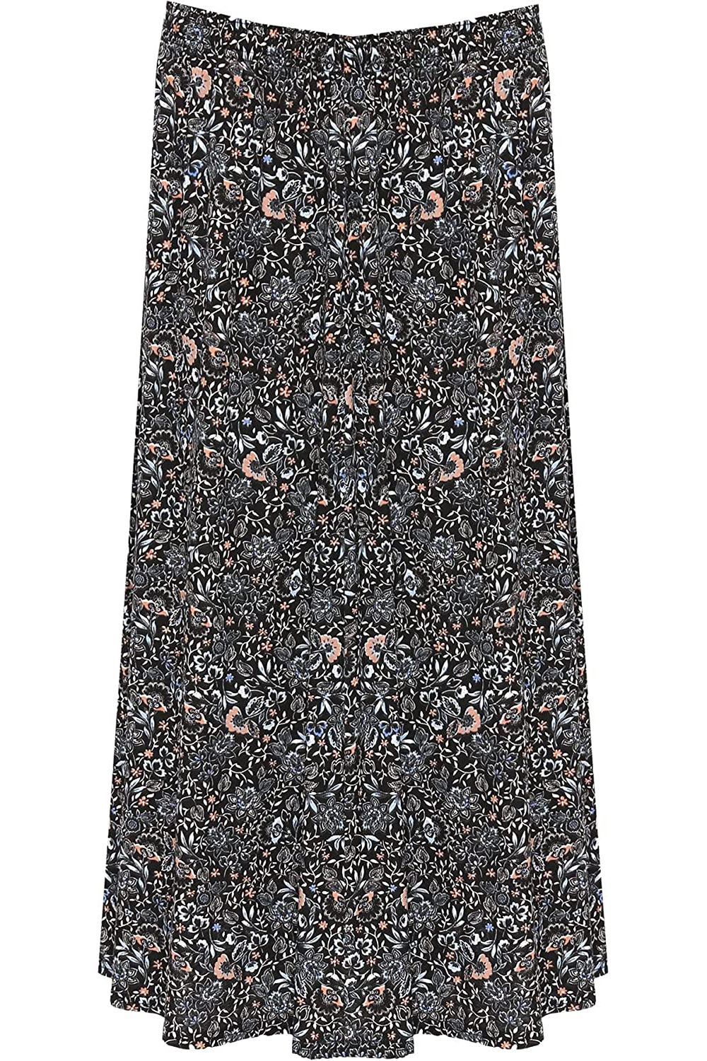 Plus Size Peach Floral Midi Skirt Skirt WearAll