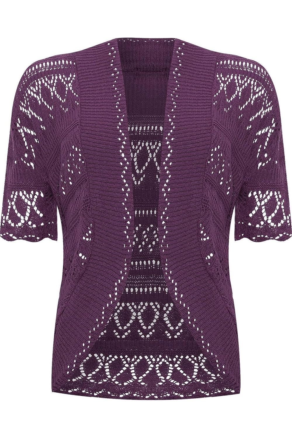 Plus Size Knitted Crochet Short Sleeve Shrugs Tops WearAll