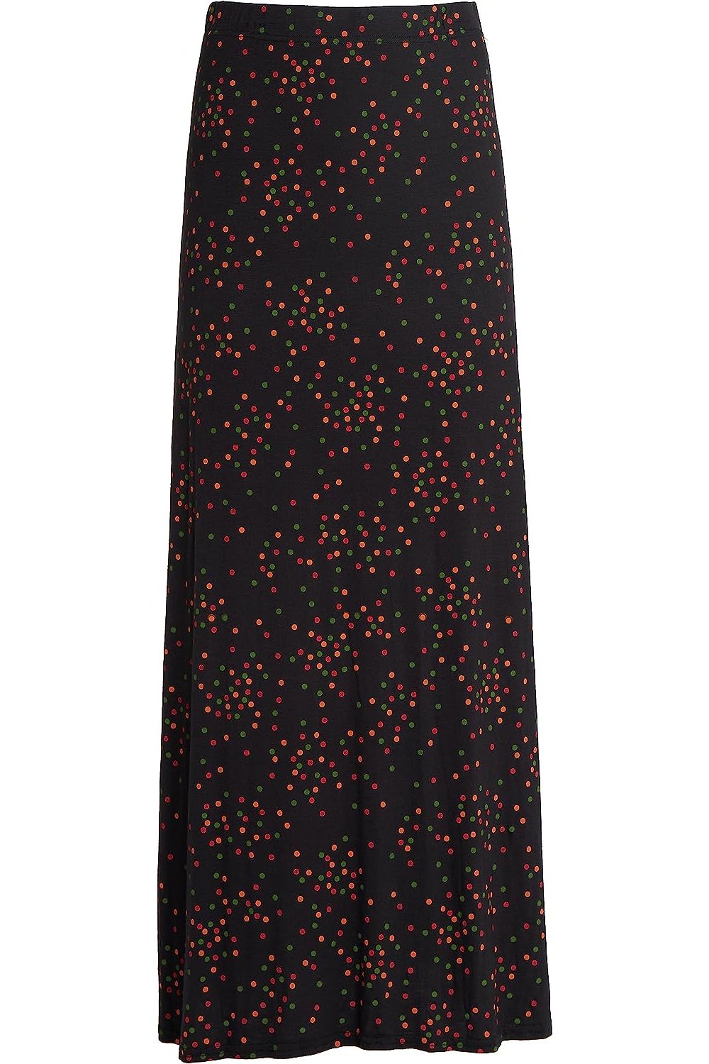 Plus Size Multi Doted Print Maxi Skirt Skirt WearAll Black Multi Doted 14