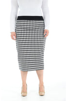 Plus Size Midi Skirt Dogtooth Apparel & Accessories WearAll