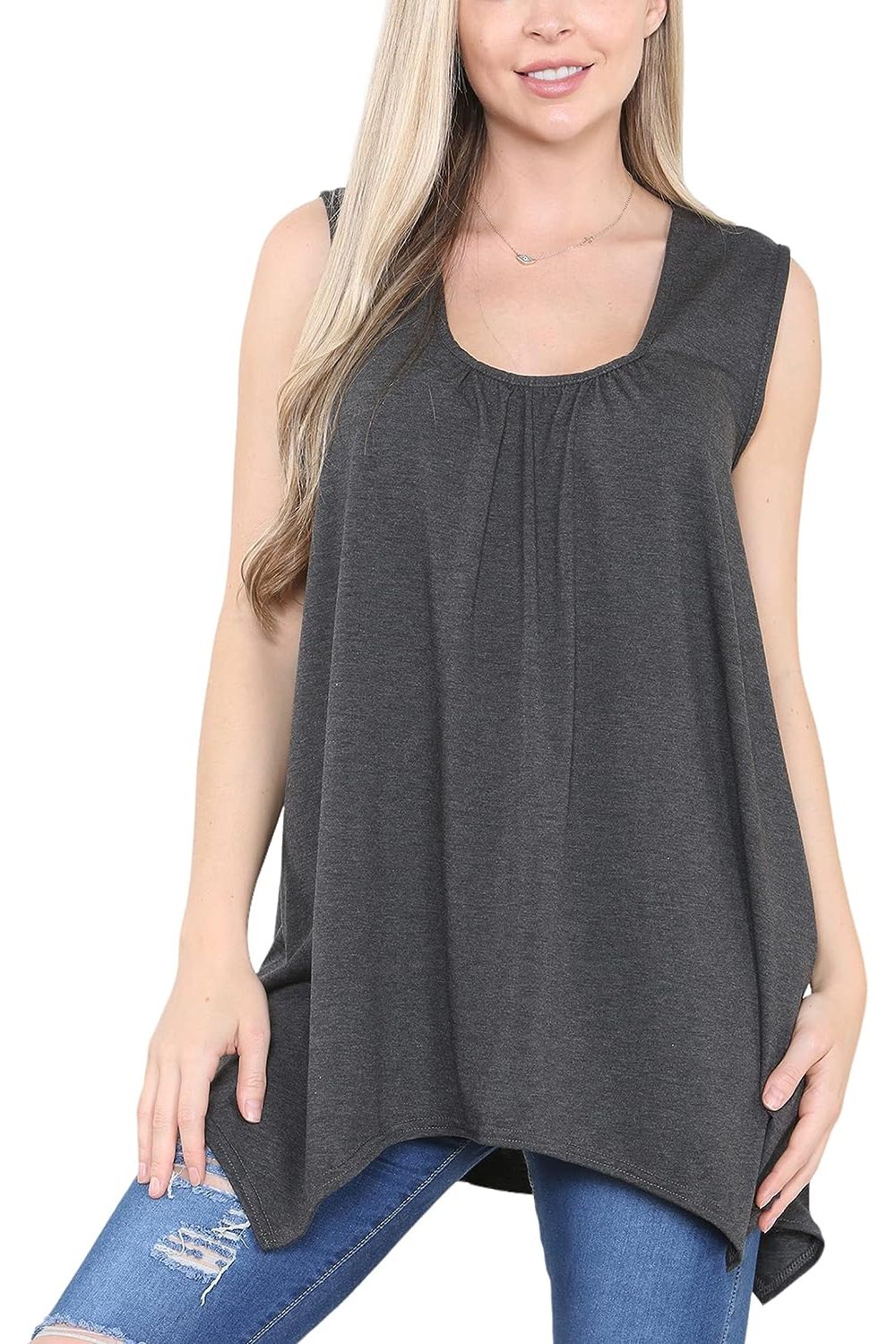 Plus Size Sleeveless Hanky Hem Vest Top Apparel & Accessories WearAll