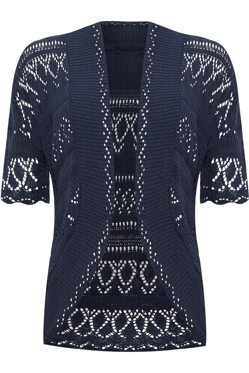 Plus Size Knitted Crochet Short Sleeve Shrugs Tops WearAll