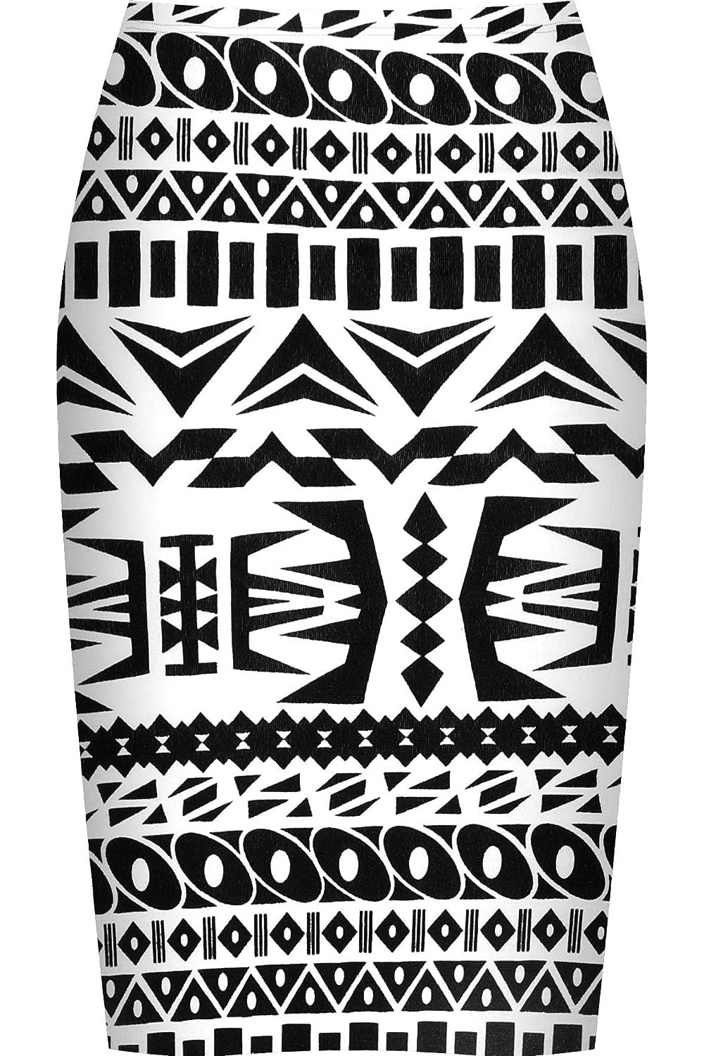 Printed Stretch Pencil Midi Skirt Skirt WearAll Aztec 8-10