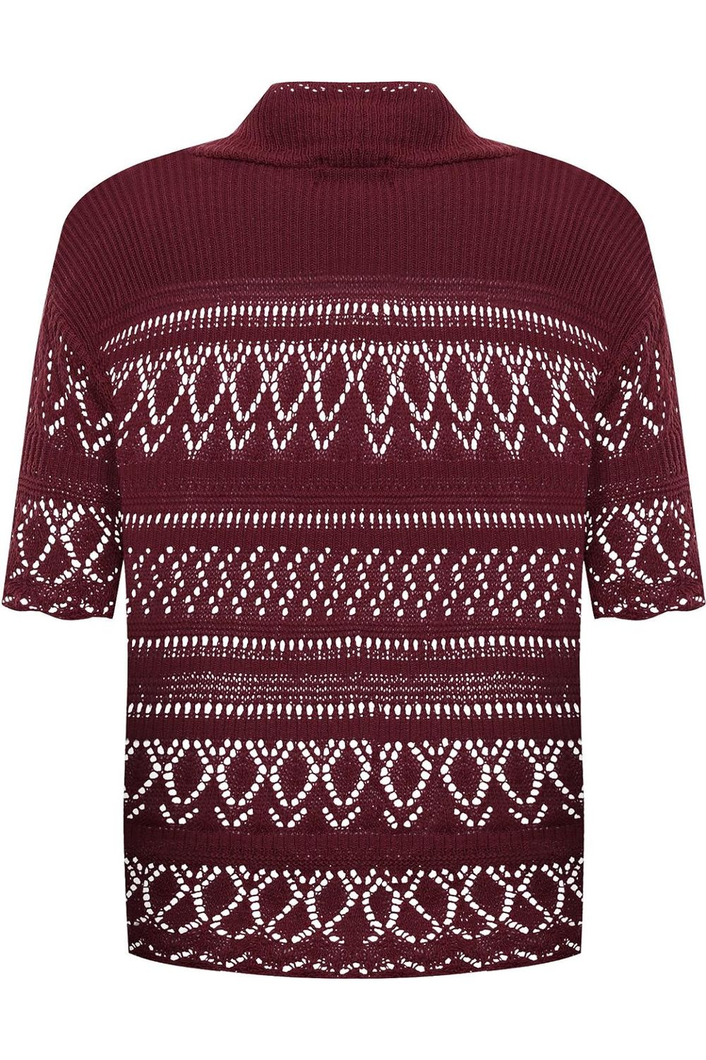 Plus Size Knitted Crochet Short Sleeve Shrug - White Wine Yellow Turquoise Tops WearAll