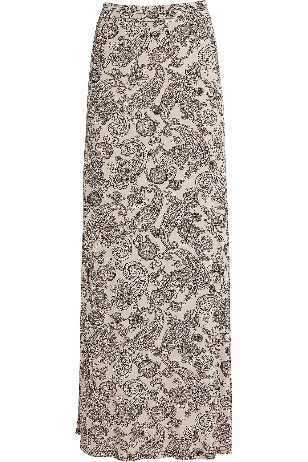 Plus Size Stone Paisley Print Maxi Skirt Skirt WearAll Pasiley Stone 14