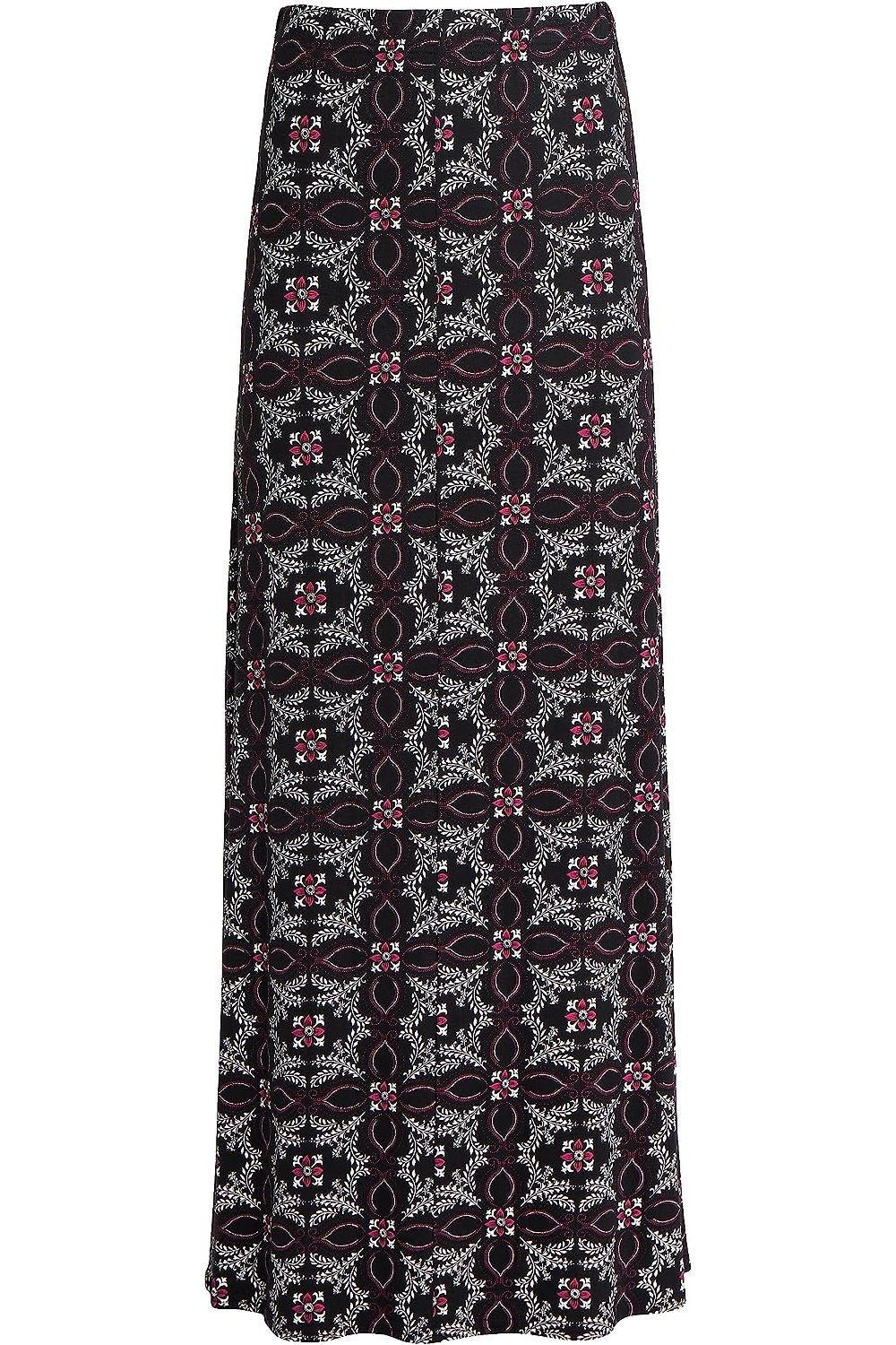 Plus Size Square Floral Purple Print Maxi Skirt Skirt WearAll