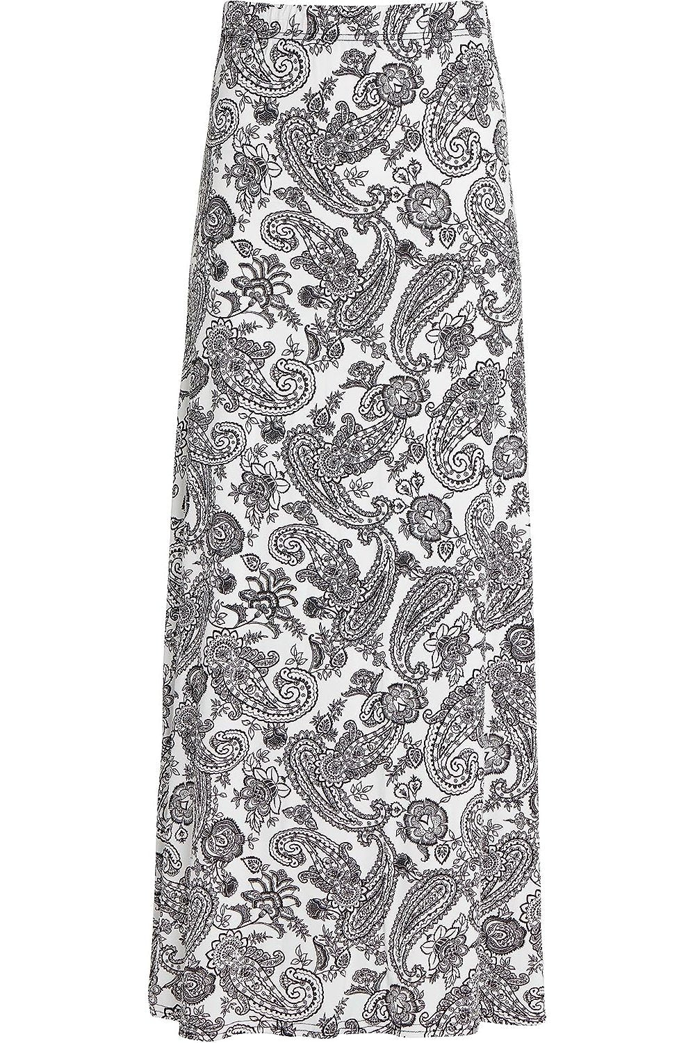 Plus Size White Paisley Print Maxi Skirt Skirt WearAll Paisley White 14