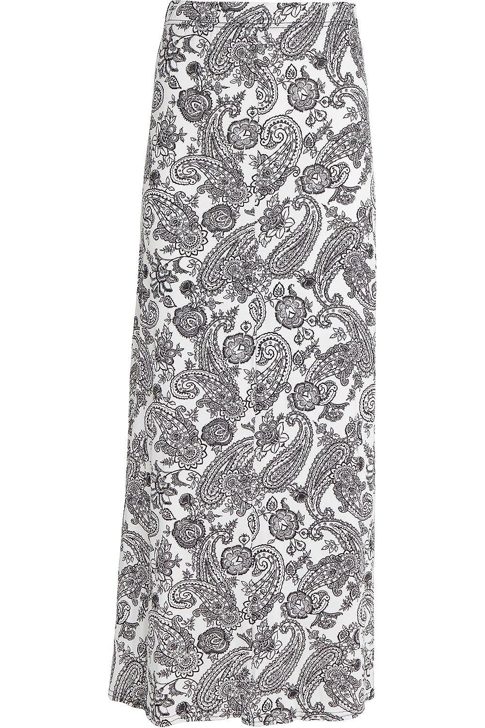 Plus Size White Paisley Print Maxi Skirt Skirt WearAll