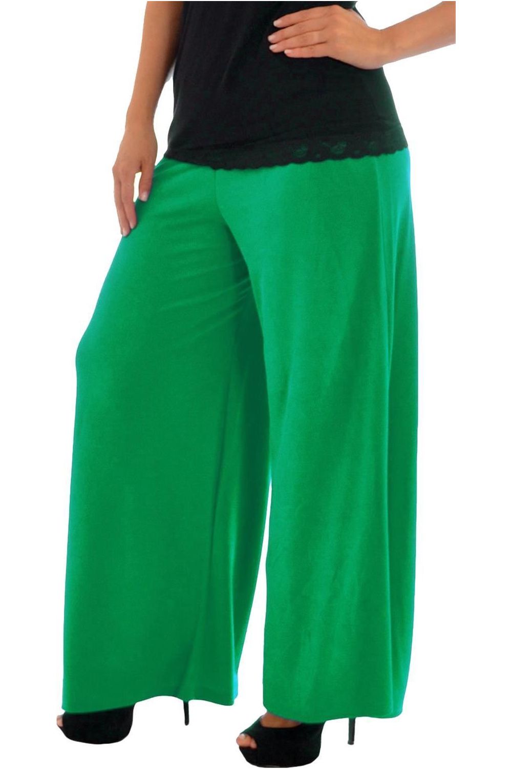 Wide Leg Flared Plain Palazzo Trouser Palazzo WearAll Jade 8-10