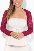 Cropped Lace Bolero Shrug Tops WearAll Cerise 12-14
