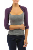 Long Sleeve Crop Bolero Shrug Tops WearAll Purple 8-10