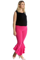 Frill Asymmetric Hem Plain Trousers Trousers WearAll