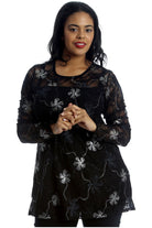 Lurex Glitter Lined Print Long Sleeve Dress WearAll Silver 26-28