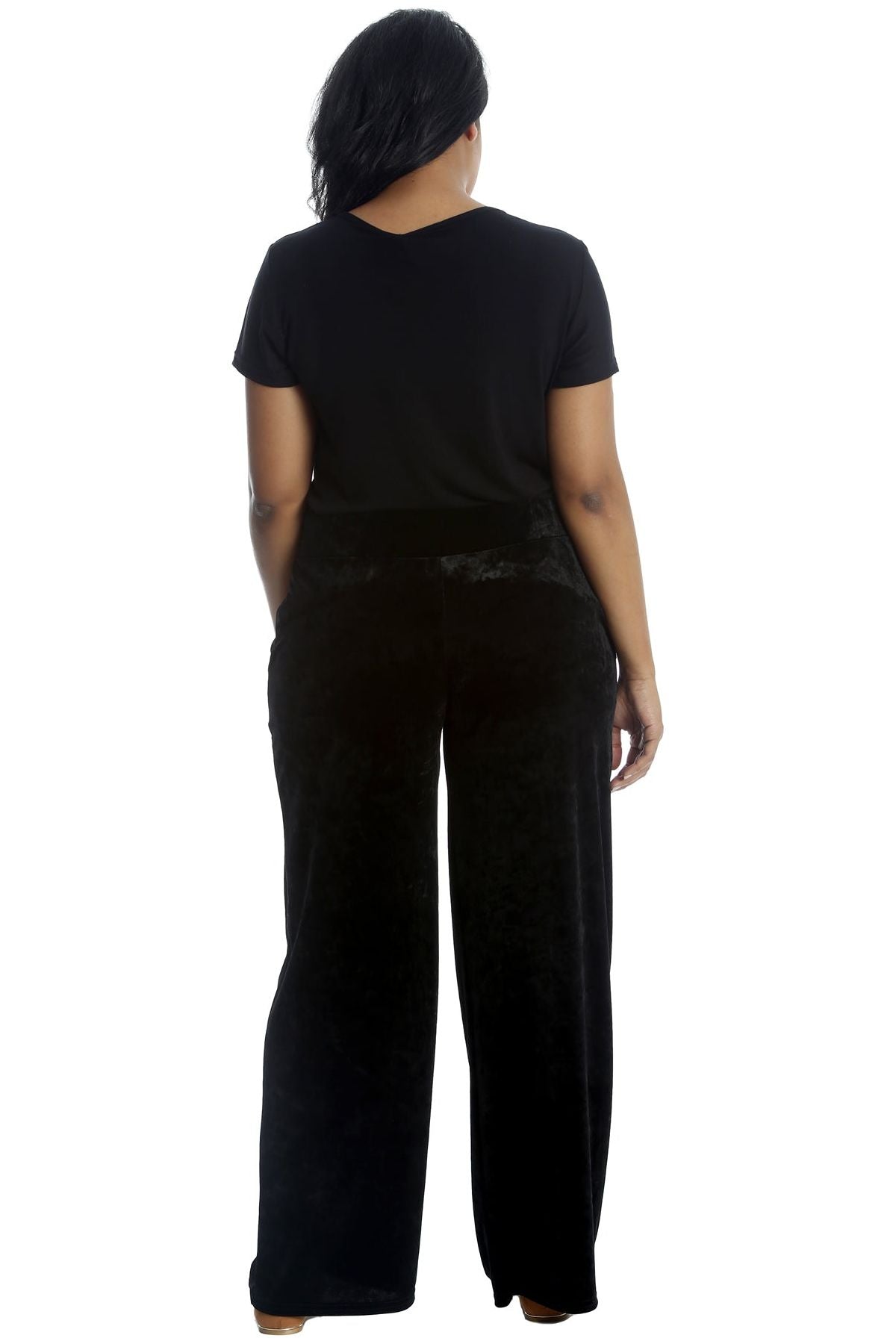 Velour Velvet Wide Flared Leg Pocket Palazzo Palazzo WearAll