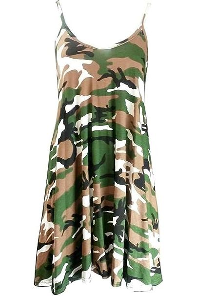 Army Print Strappy Mini Dress Vest Top Dress WearAll