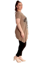 Leopard Print Hanky Hem Short Sleeve Top