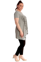 Leopard Print Hanky Hem Short Sleeve Top