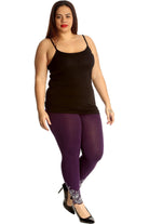 Plus Size Sequin Stretch Leggings Leggings WearAll Purple 16-18