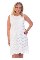 Plus Size Flapper Lace Dress Dress WearAll Cream 16-18