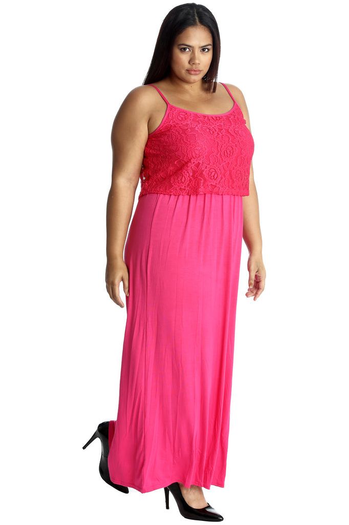 Plus Size Lace Top Sleeveless Maxi Dress Dress WearAll