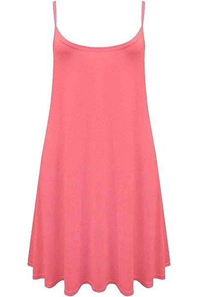 Plus Size Strappy Mini Dress Vest Top Dress WearAll Coral 16-18