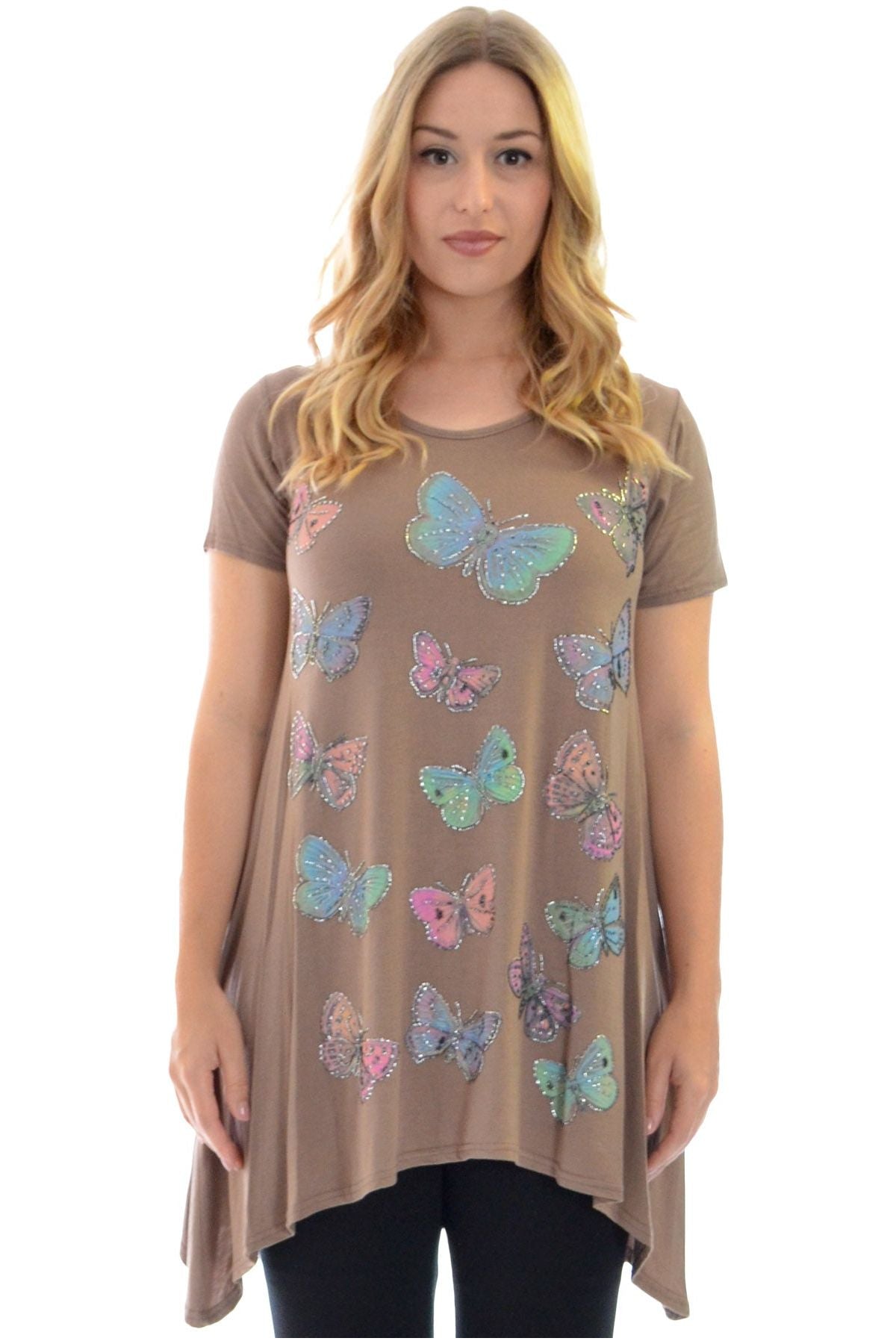 Butterfly Hanky Hem Short Sleeve Top Apparel & Accessories WearAll