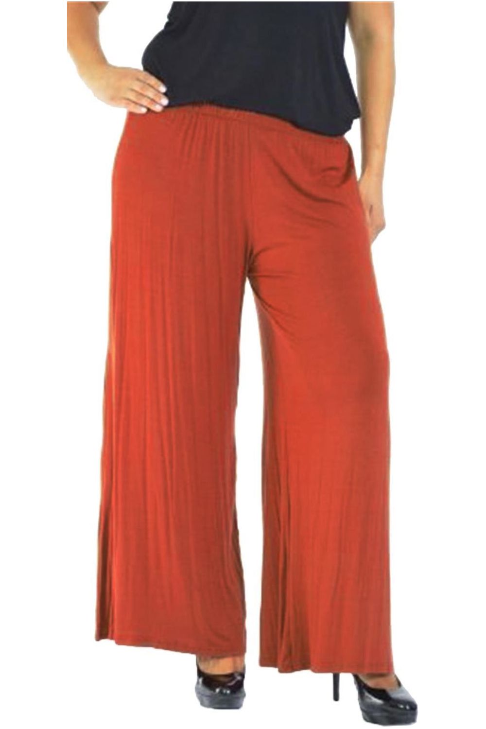 Wide Leg Flared Plain Palazzo Trouser Palazzo WearAll Rust 8-10