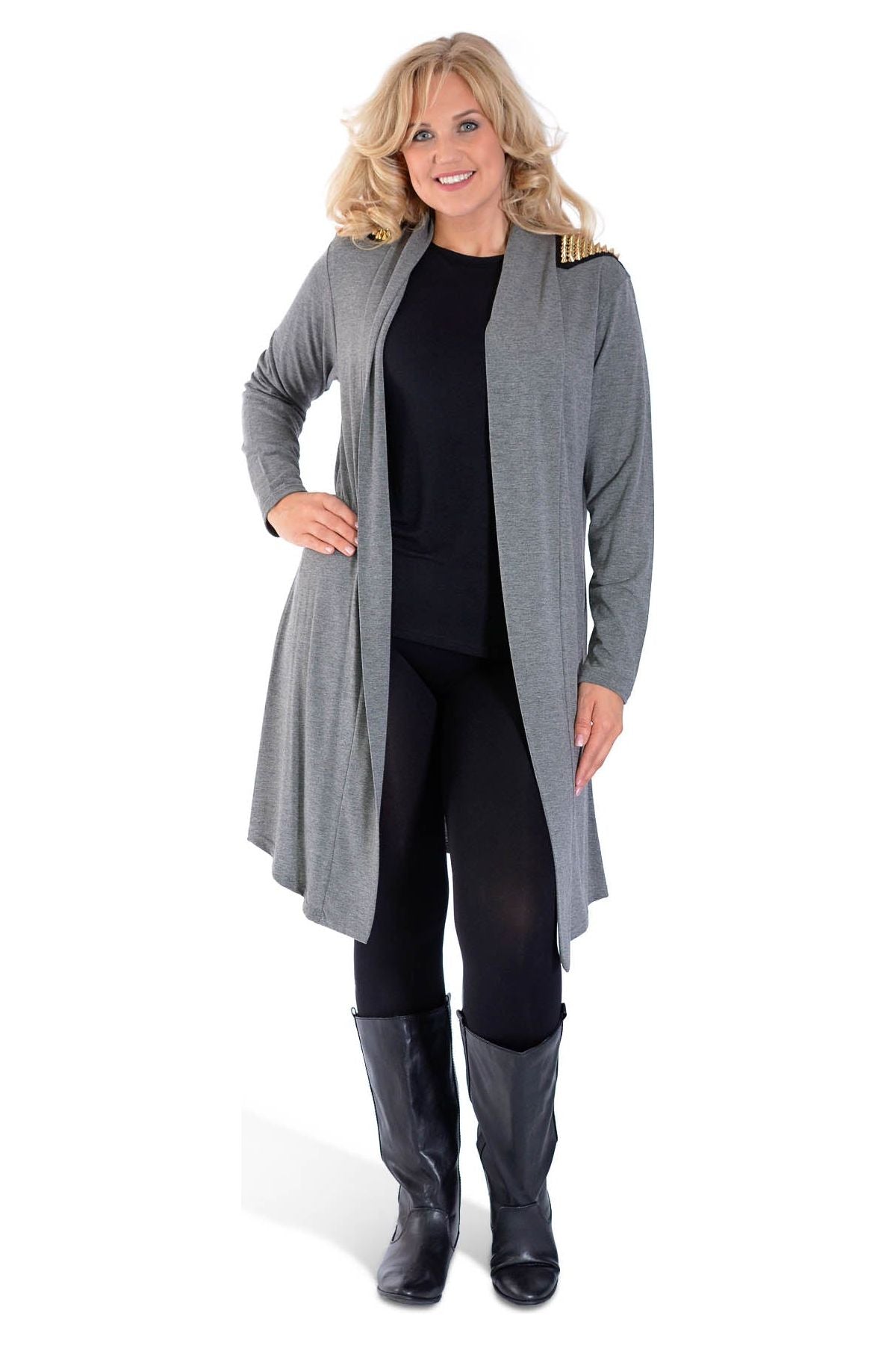 Plus Size Long Sleeve Spike Maxi Cardigan Maxi Cardigan WearAll
