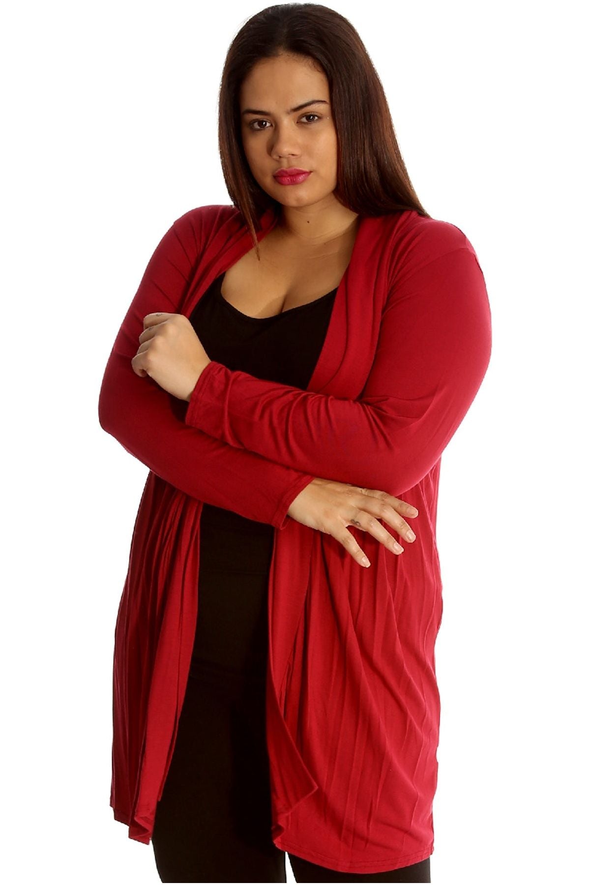 Plus Size Lace Back Open Pleated Cardigan Maxi Cardigan WearAll