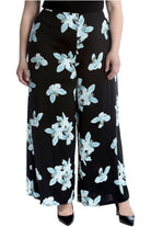 Floral Print Palazzo Trouser Palazzo WearAll Black Light Green 12-14