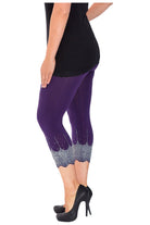 Plus Size Scallop Edge Sequin Leggings Leggings WearAll Purple 16-18