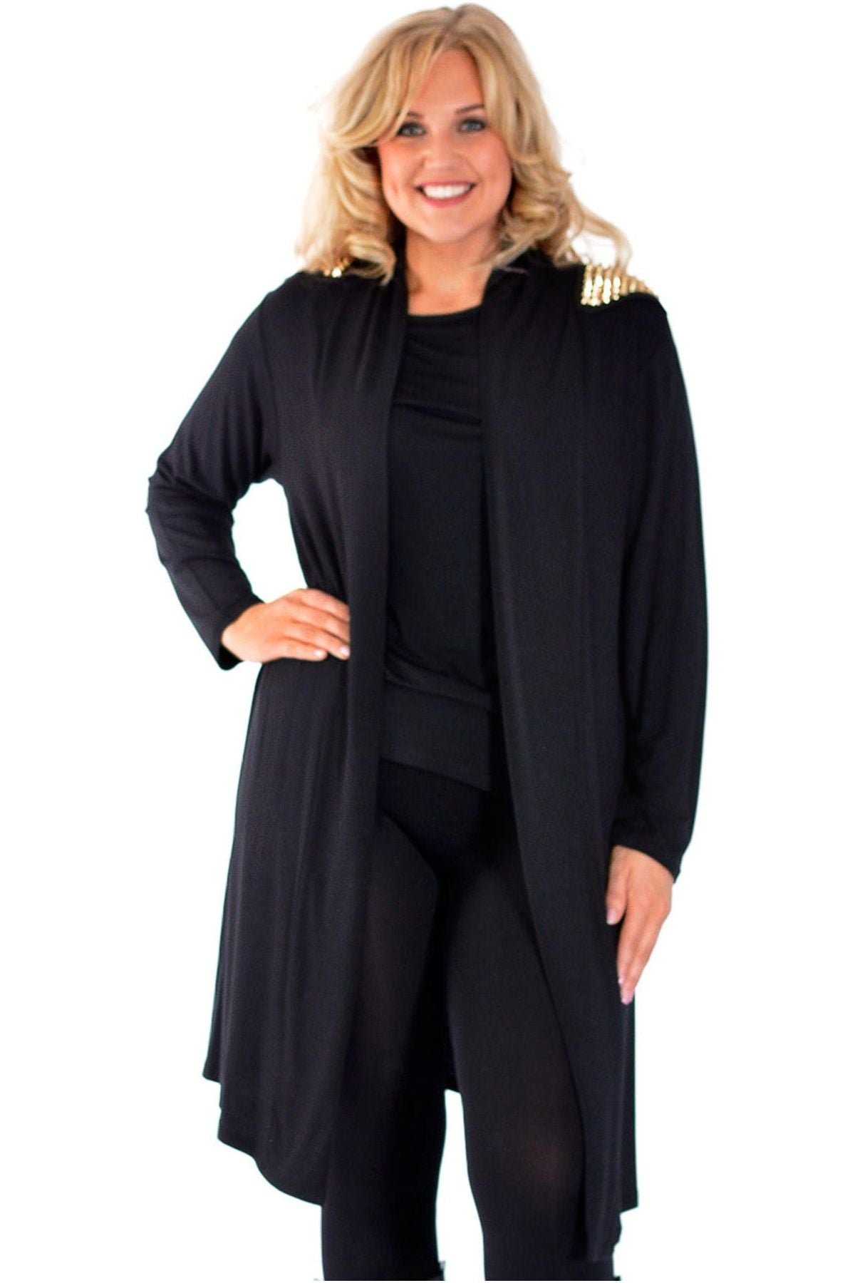 Plus Size Long Sleeve Spike Maxi Cardigan Maxi Cardigan WearAll