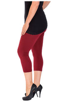 Plus Size 3/4 Length Cropped Leggings Leggings WearAll Red 16-18