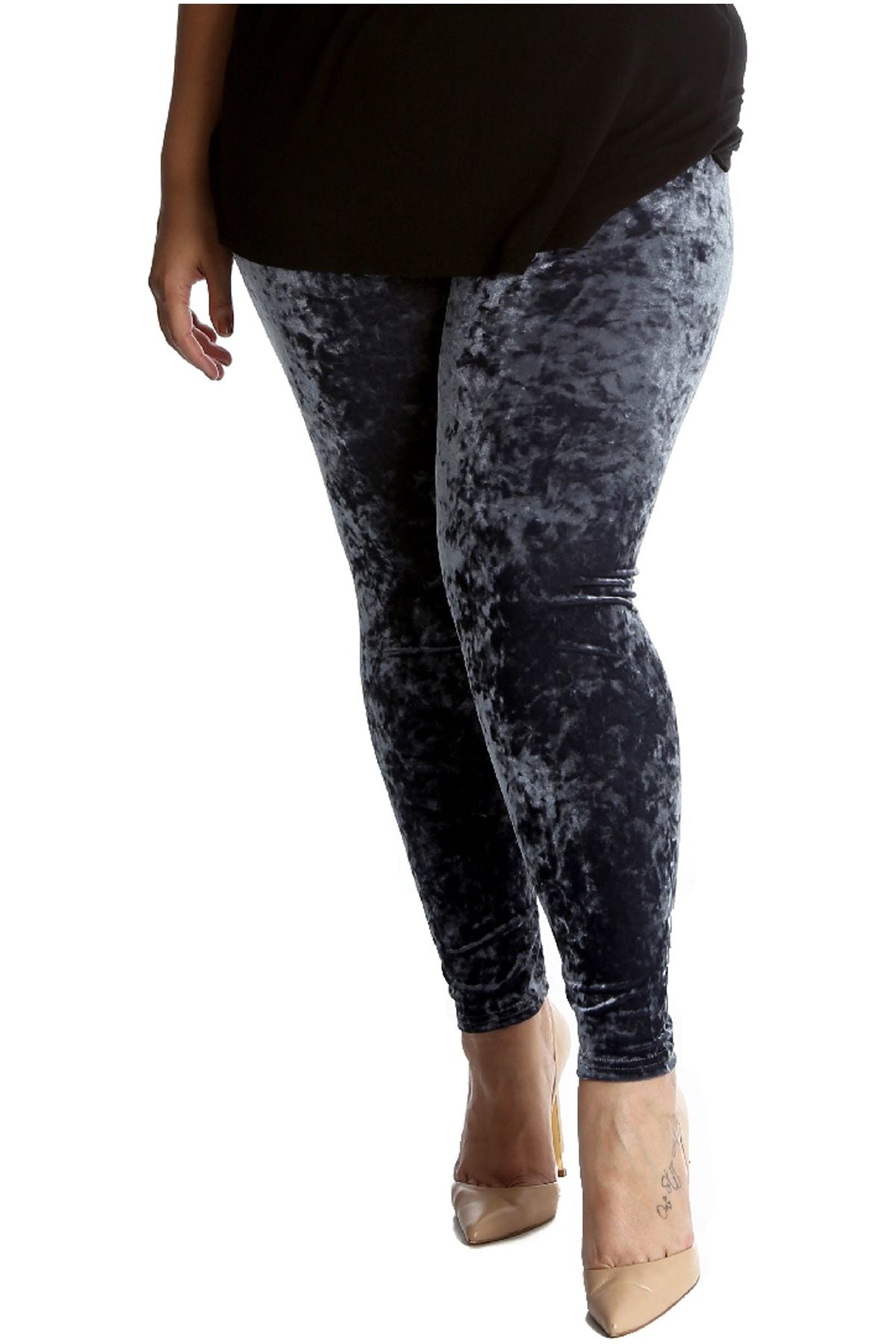 Full Length Crushed Velour Velvet Leggings Leggings WearAll