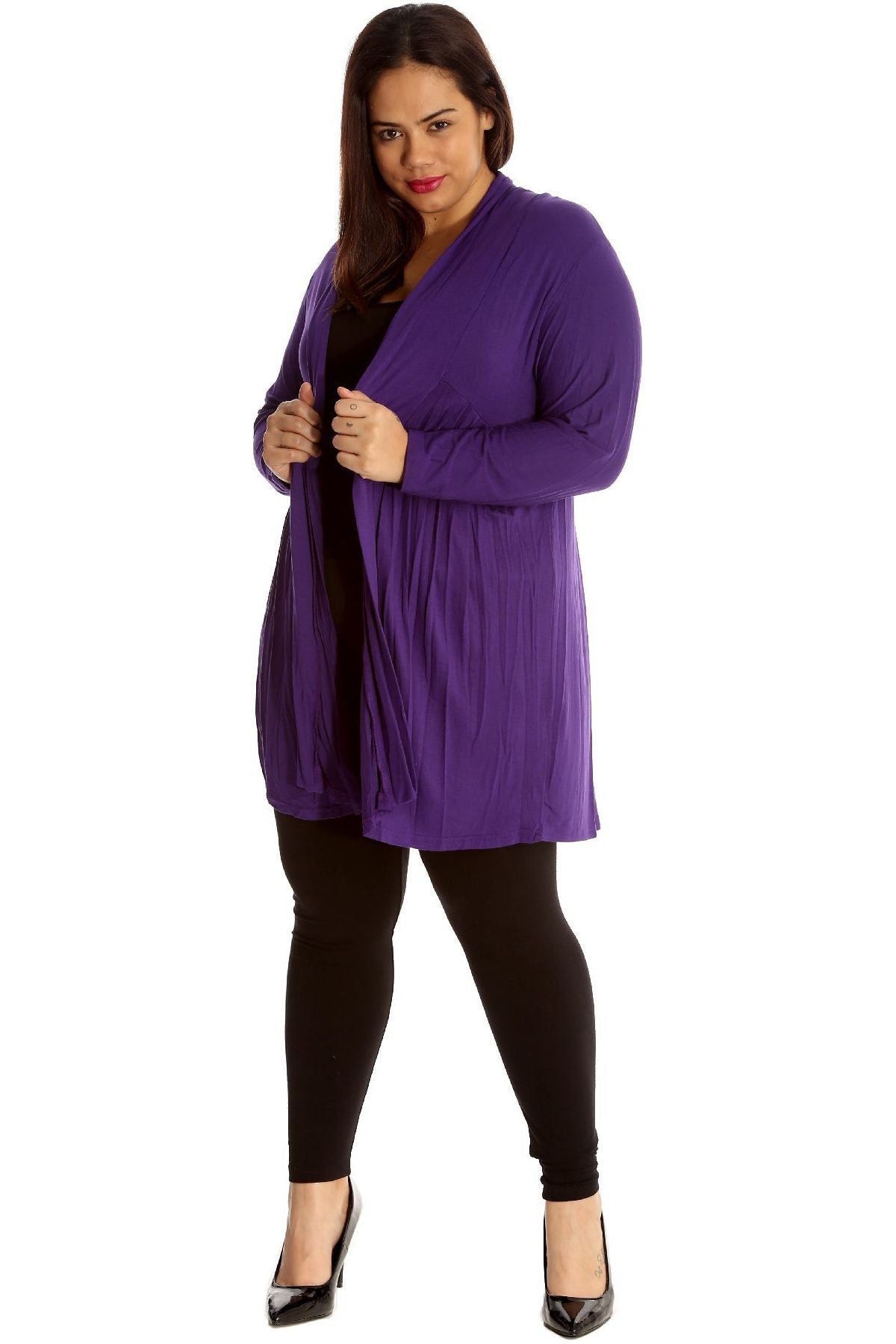 Plus Size Lace Back Open Pleated Cardigan Maxi Cardigan WearAll