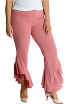 Frill Asymmetric Hem Plain Trousers Trousers WearAll