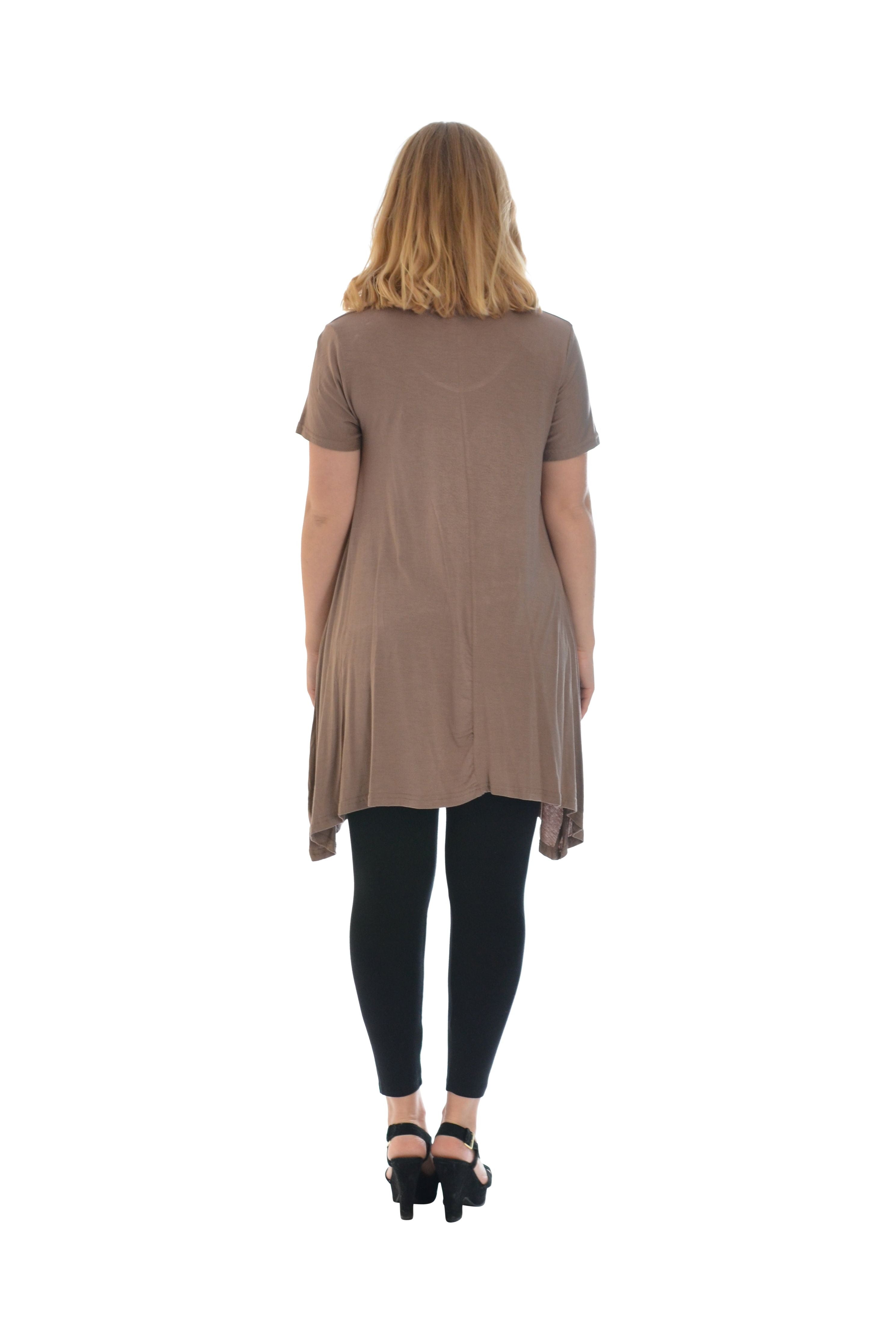 Leopard Print Studded Heart Hanky Hem Short Sleeve Top Apparel & Accessories WearAll