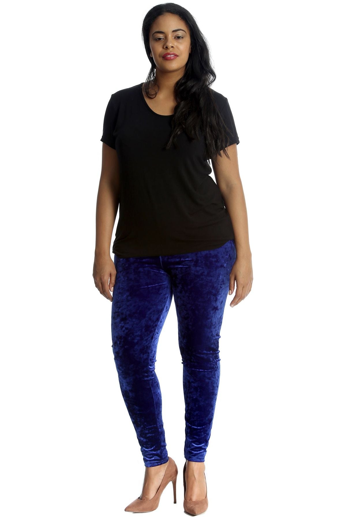 Full Length Crushed Velour Velvet Leggings Leggings WearAll 12-14 Royal Blue