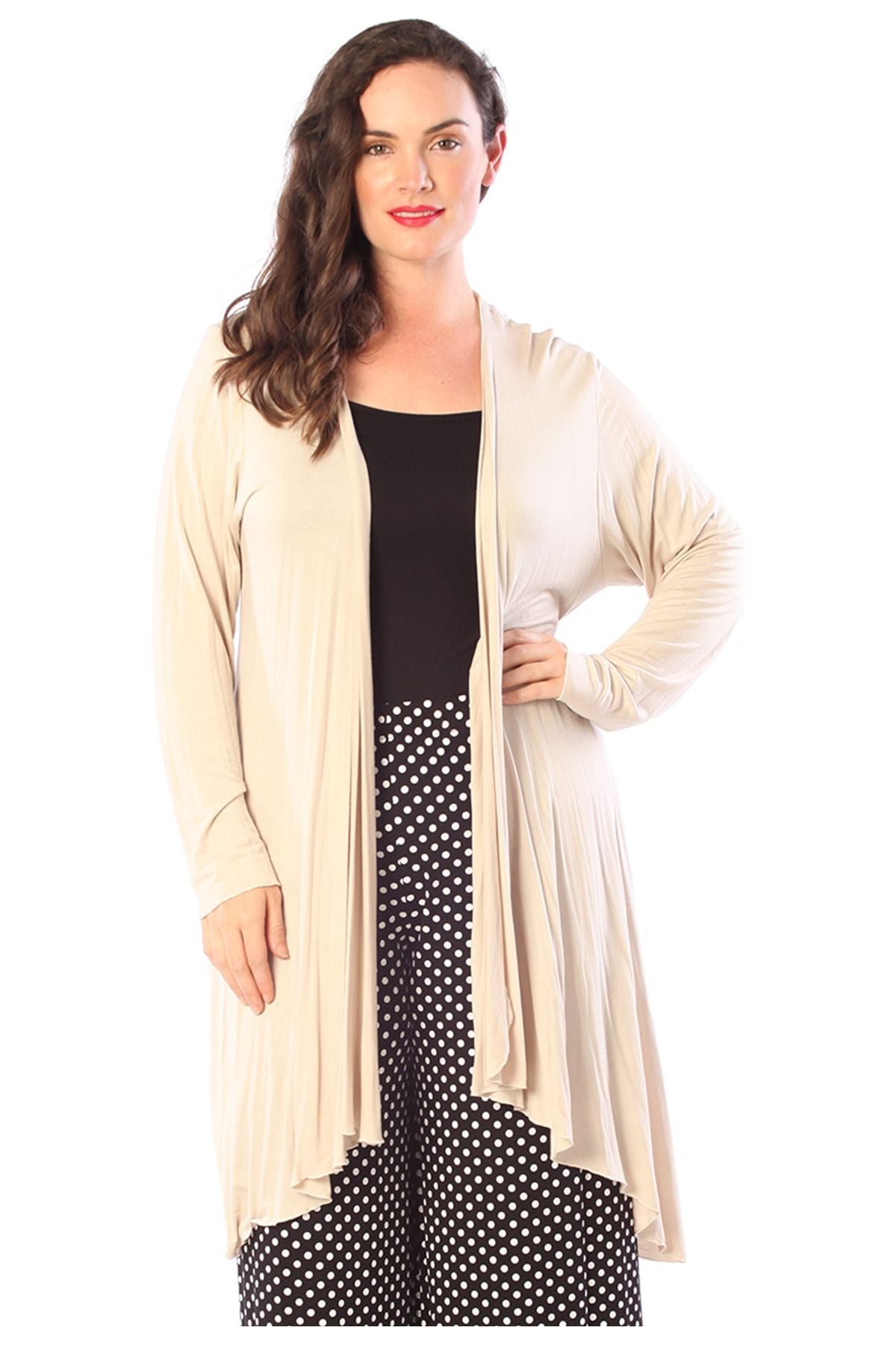 Open Front Hanky Hem Longsleeve Cardigan cardigan WearAll Stone 14