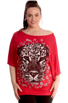 Tiger Print Glitter Batwing Top Tops WearAll