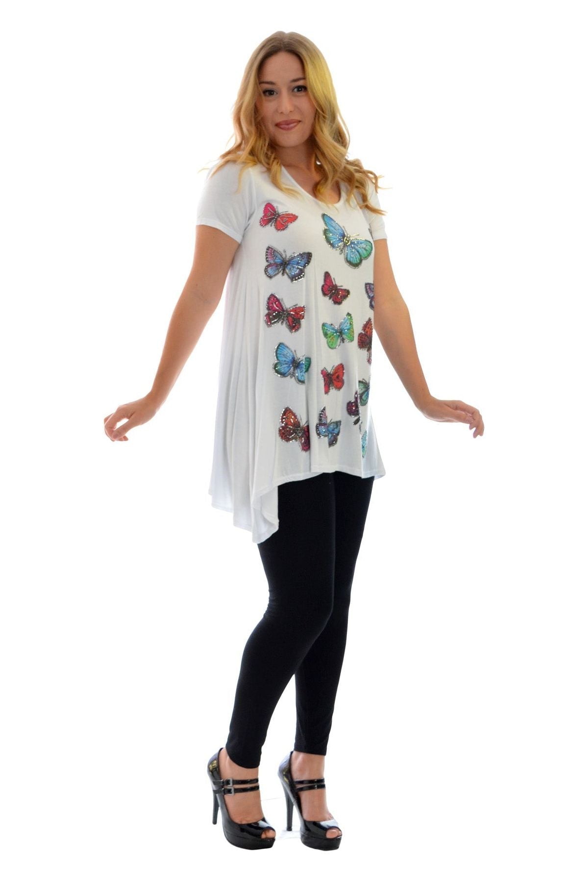 Butterfly Hanky Hem Short Sleeve Top Apparel & Accessories WearAll
