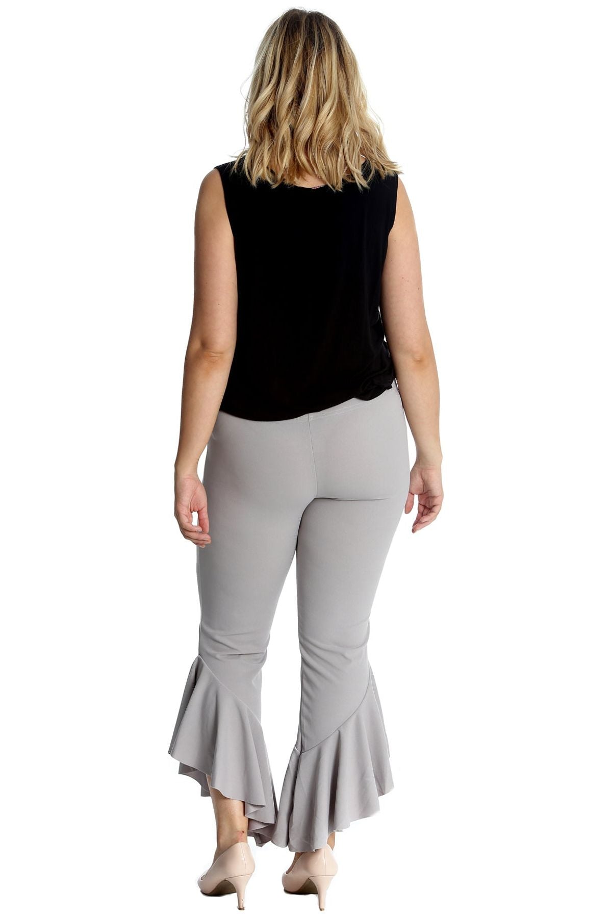 Frill Asymmetric Hem Plain Trousers Trousers WearAll