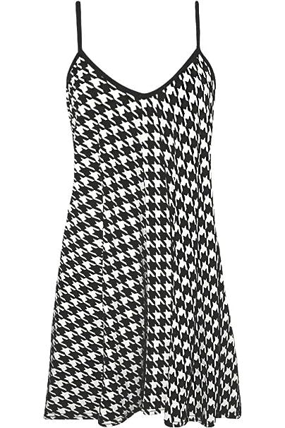 Hounds Tooth Print Strappy Dress Vest Top Dress WearAll