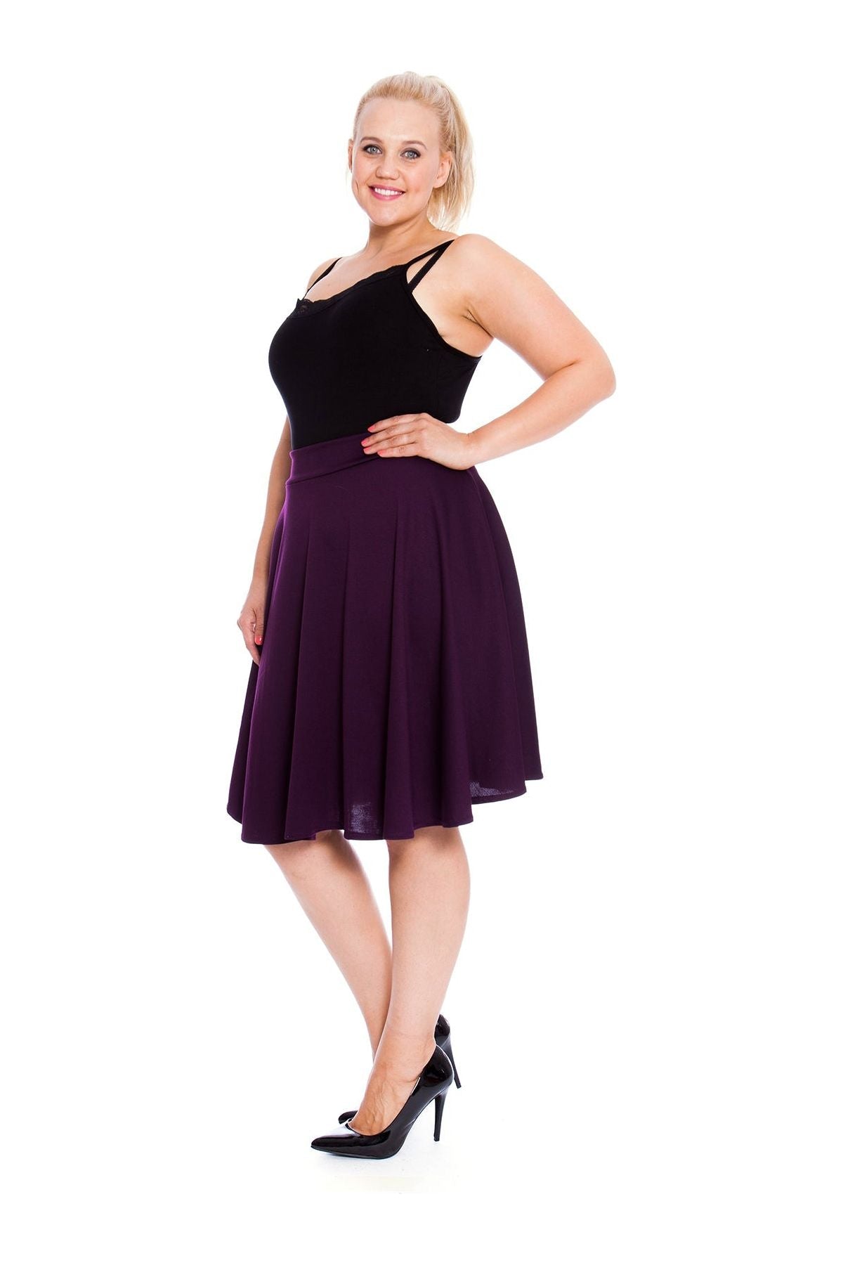 Flared Elastic Waist Skirt – Skater Style Skirt WearAll
