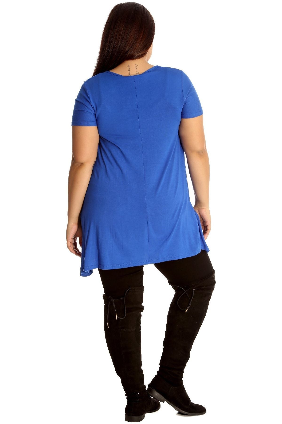 Rudolph on Wall Print Hanky Hem Short Sleeve Top Apparel & Accessories WearAll