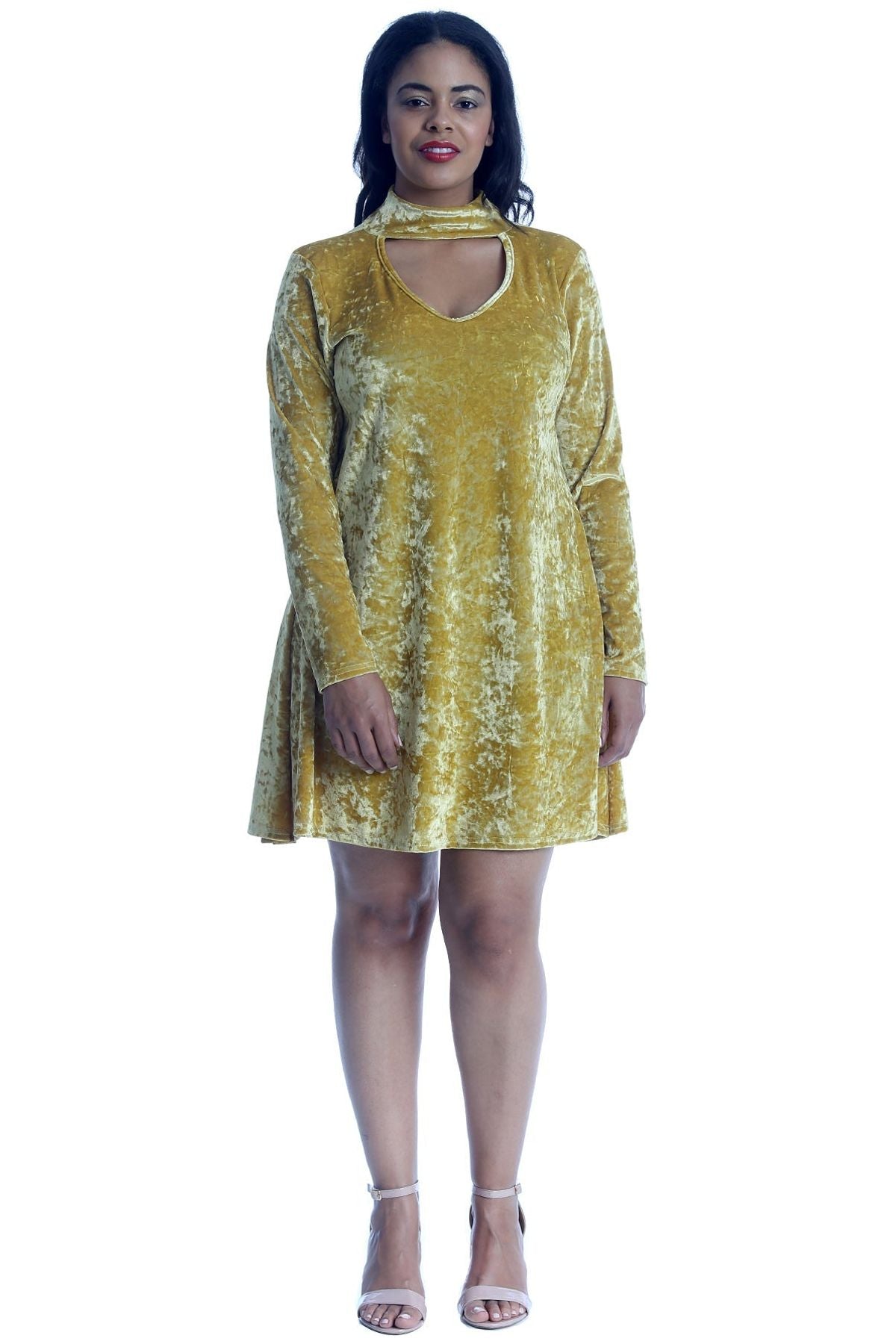 Plus Size Plain Velvet Swing Top Dress WearAll