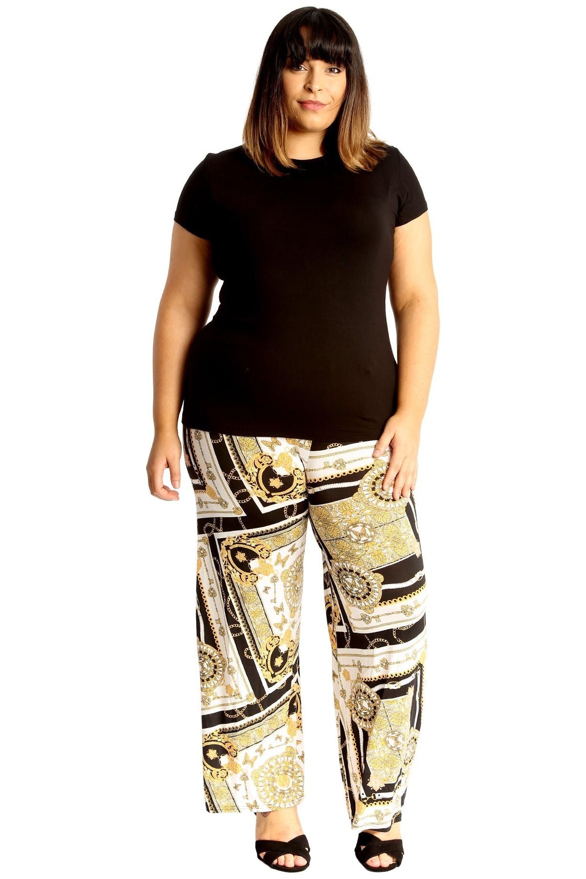 Plus Size Baroque Paisley Print Palazzo Trouser Palazzo WearAll