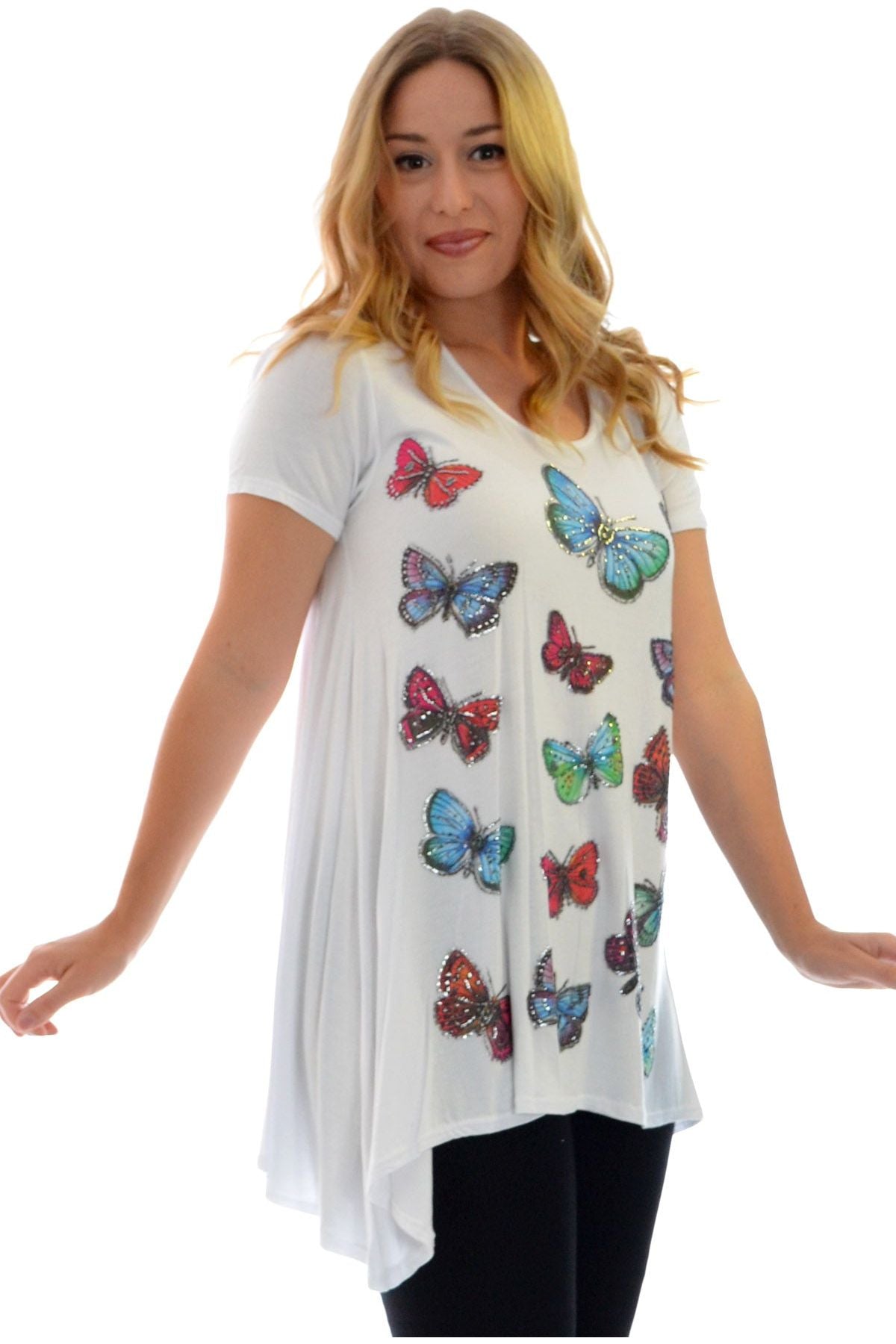 Butterfly Hanky Hem Short Sleeve Top Apparel & Accessories WearAll