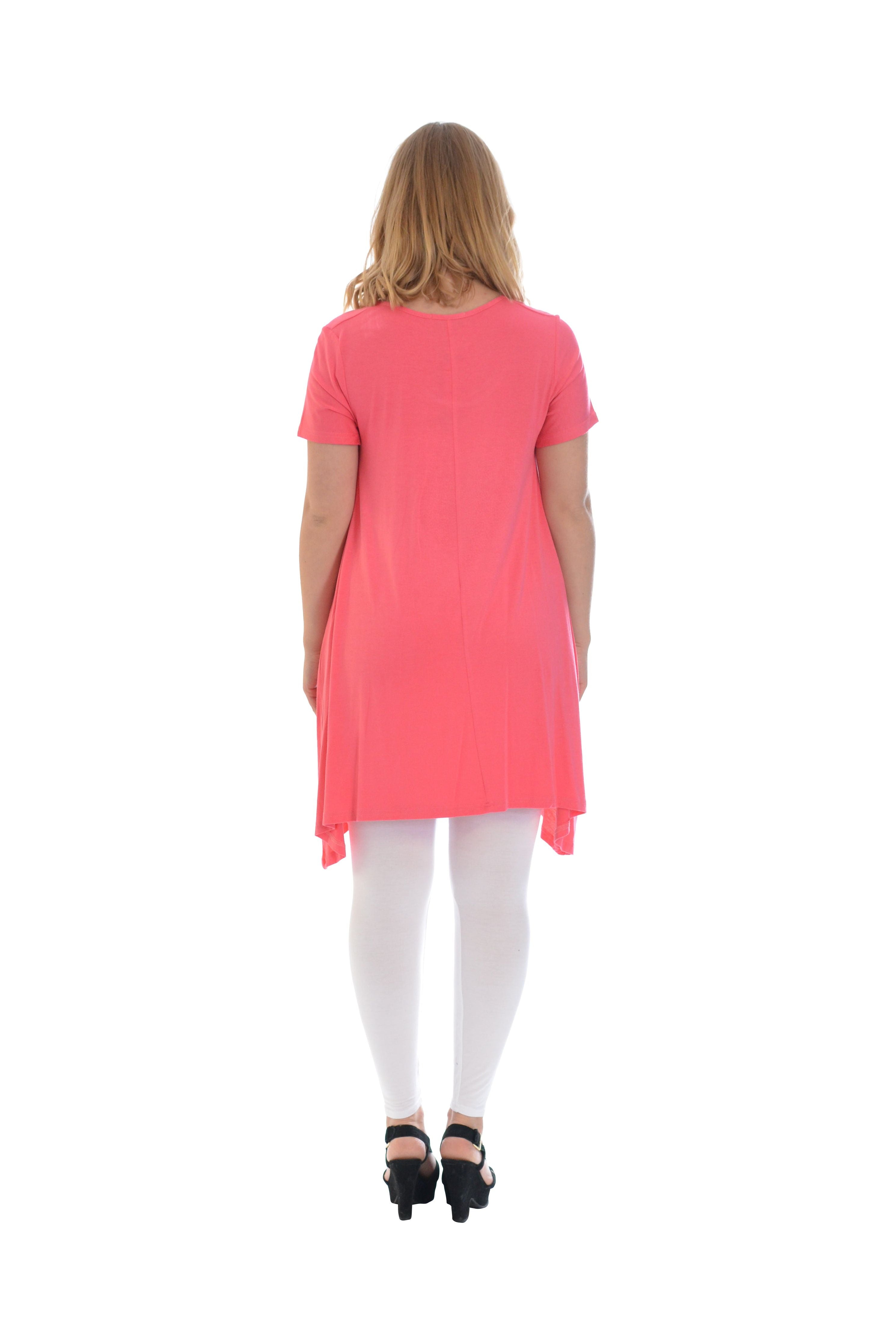 Leopard Print Studded Heart Hanky Hem Short Sleeve Top Apparel & Accessories WearAll